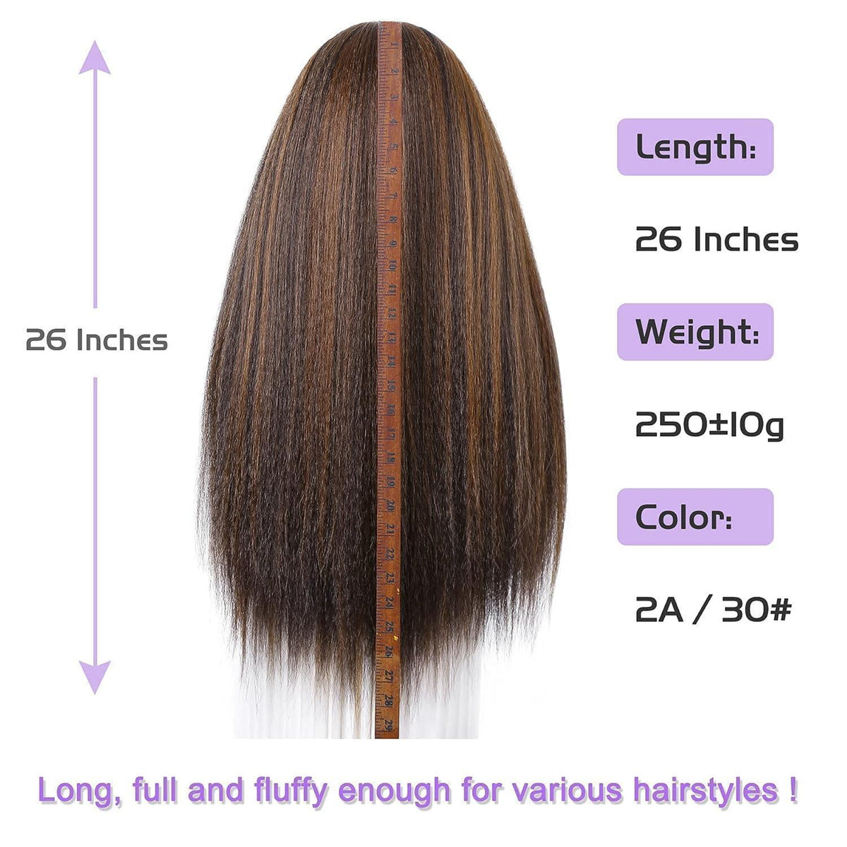 Kinky Straight Stirnbandperücke 66cm, 2A/30 Highlights