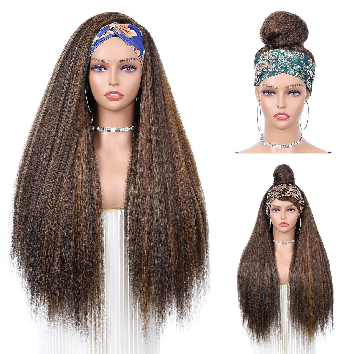 Kinky Straight Stirnbandperücke 66cm, 2A/30 Highlights