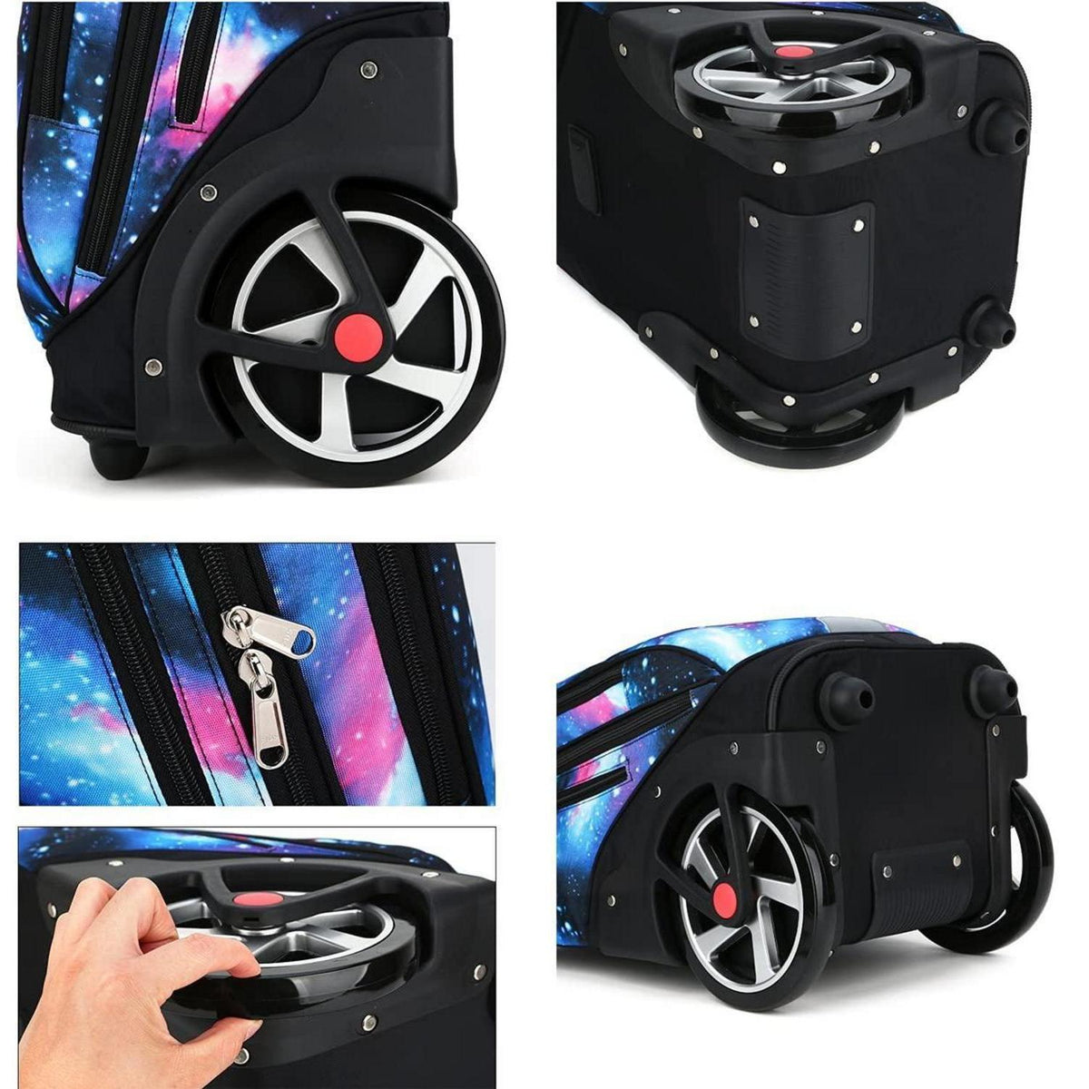 Schulrucksack mit Rädern Sternenhimmel Lila – Kinderkoffer & Trolleybox