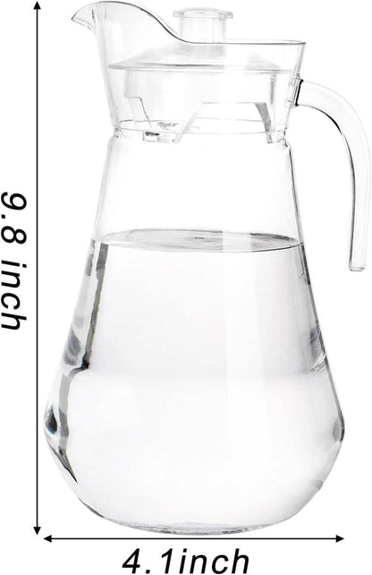2er Pack 2L Clear Kunststoff Krug mit Deckel und Griff