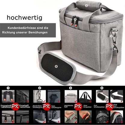 FOSOTO DSLR-Kameratasche Klein Grau für Nikon Canon Sony