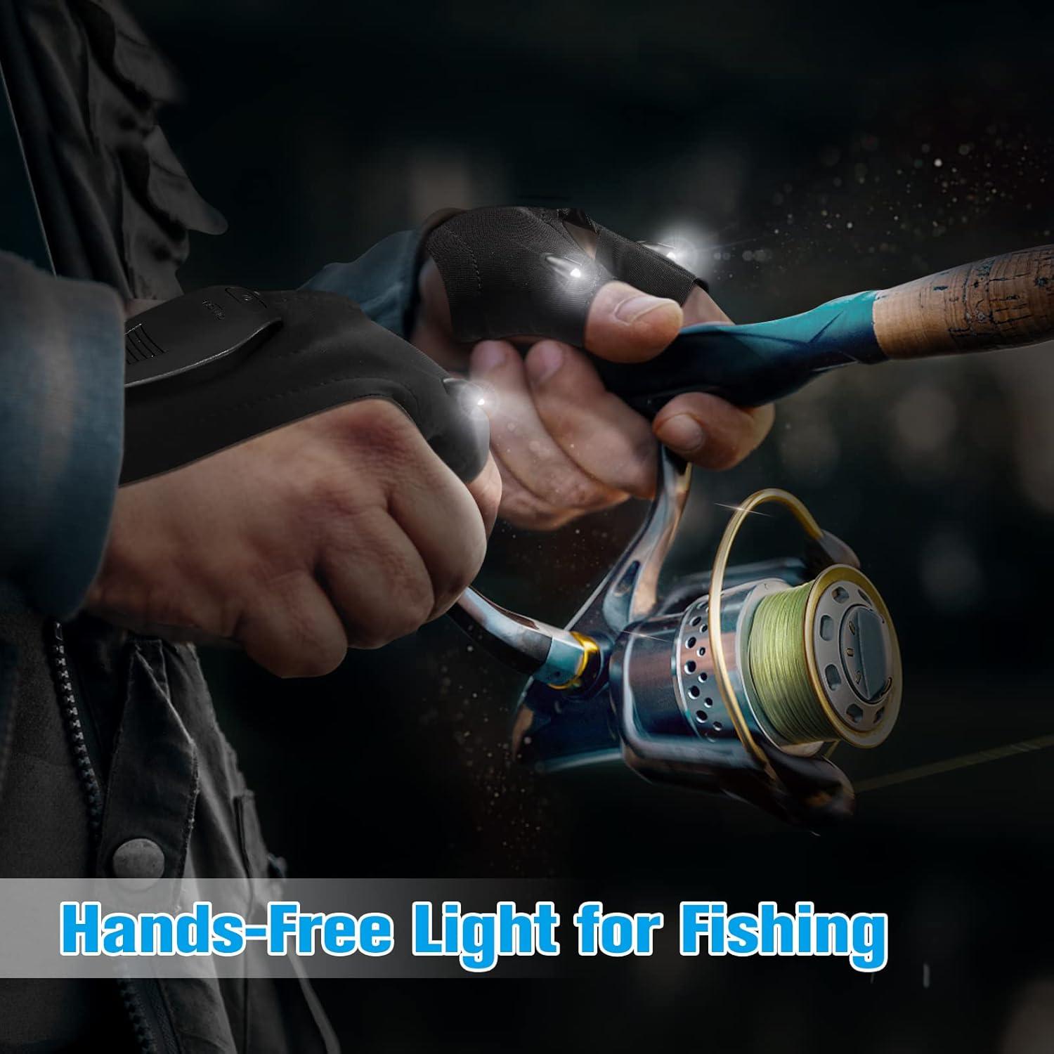 LED-Licht Handschuhe für Männer, Vatertagsgeschenk, Angelzubehör Schwarz+Blau