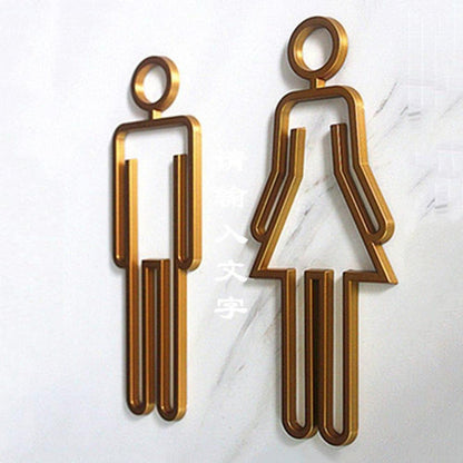 Unisex Toiletten-WC-Schilder Set Schwarz/Gold/Silber Acryl