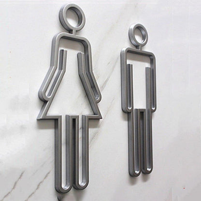 Unisex Toiletten-WC-Schilder Set Schwarz/Gold/Silber Acryl