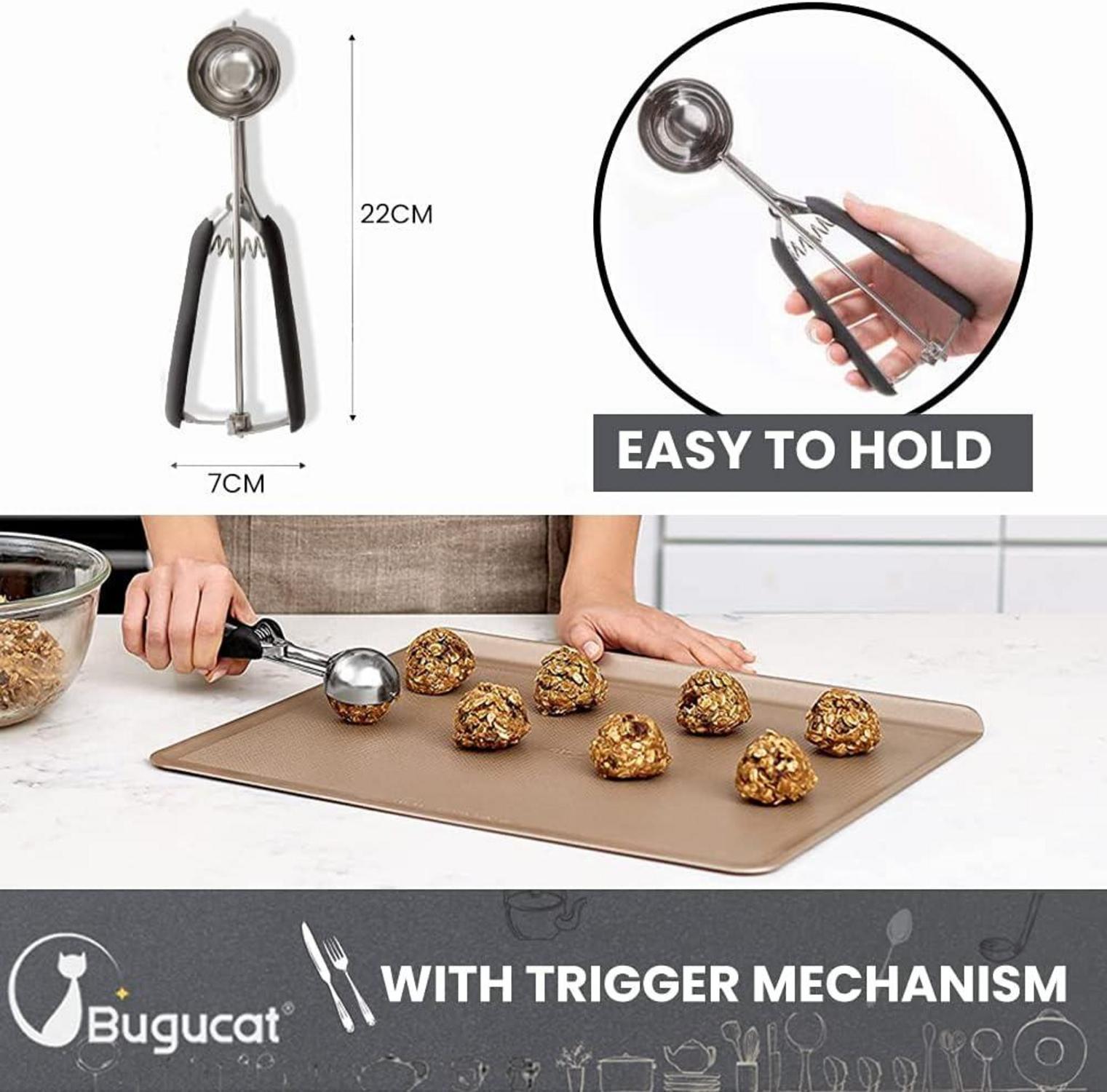 Eisportionierer Edelstahl 304 Cookie Scoop 5cm Auslöser Schwarz EIS