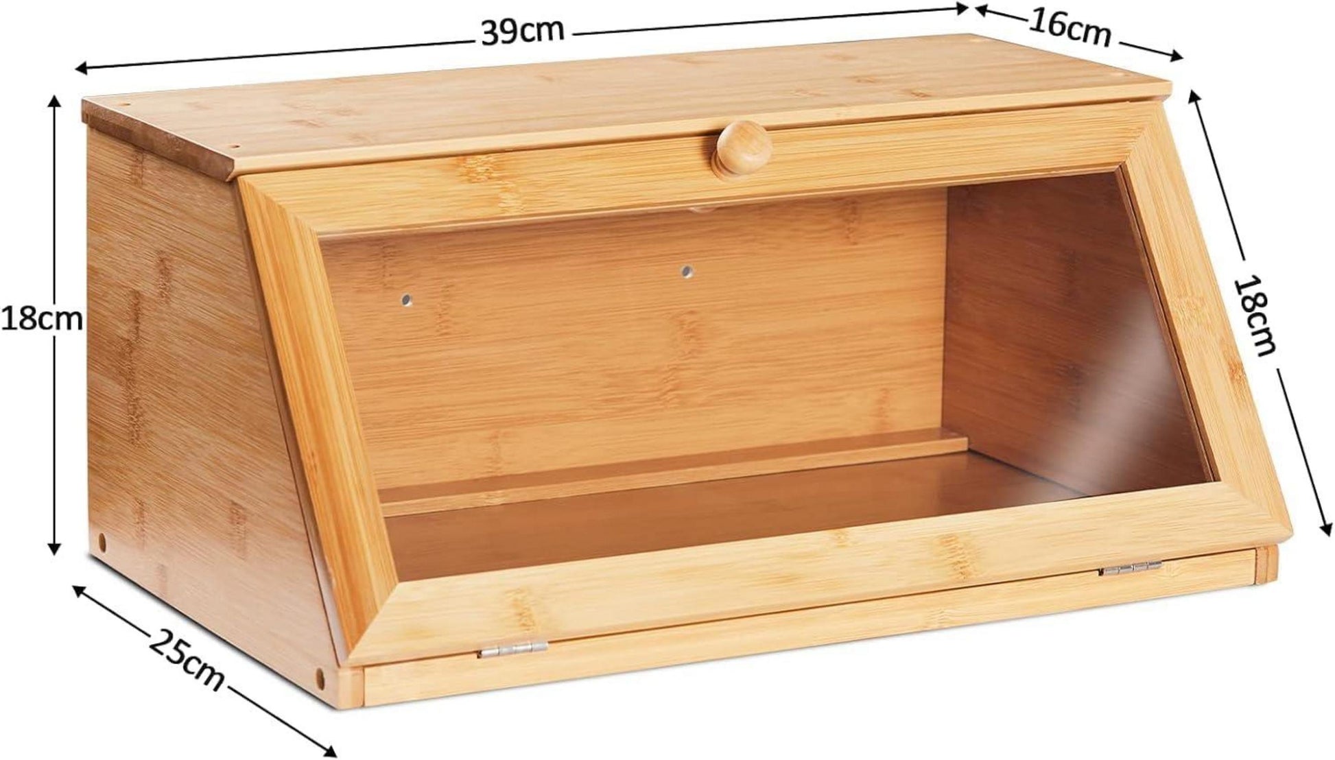 Bambus Brotkasten Aufbewahrungsbox 39x25x18cm Visualisiert