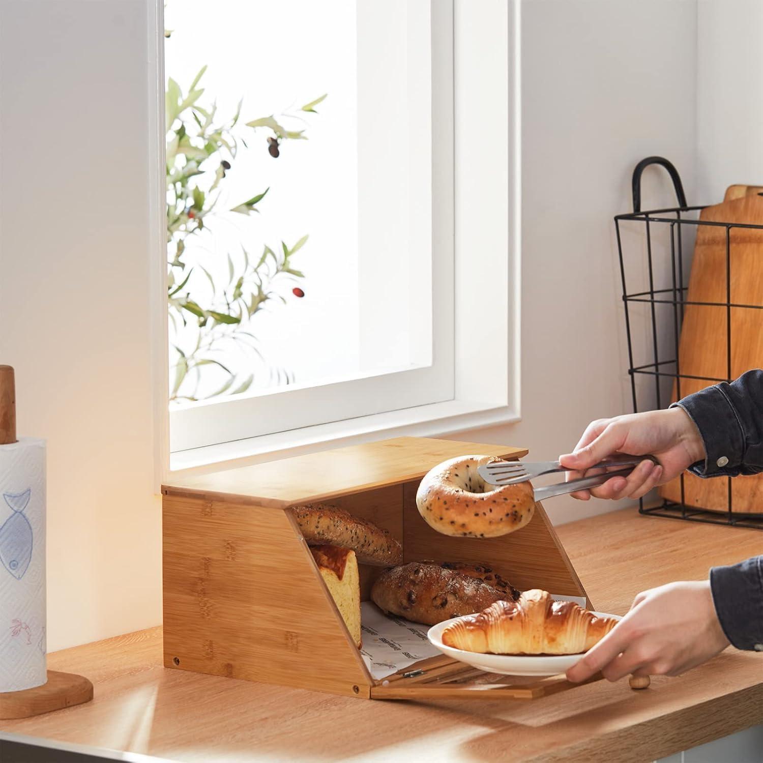 Brotkasten aus Bambus Eco Aufbewahrungsbox für Küche 39x25x18cm Natur Bambus
