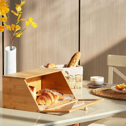 Brotkasten Bambus Eco Aufbewahrung Küche Brotaufbewahrung 39x25x18cm