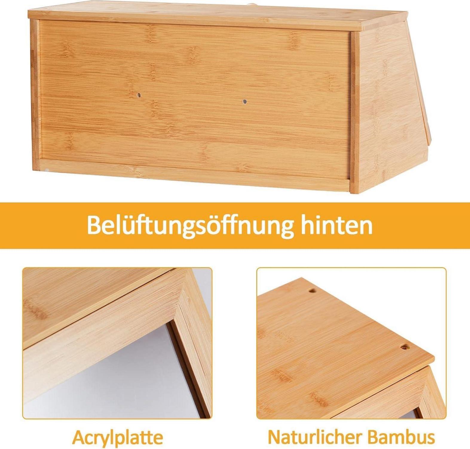 Brotkasten Bambus Eco Aufbewahrungsbox Küche Visualisiert 39x25x18 cm