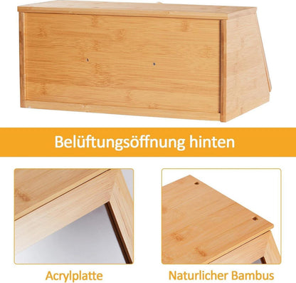 Brotkasten Bambus Eco Aufbewahrungsbox Küche Visualisiert 39x25x18 cm
