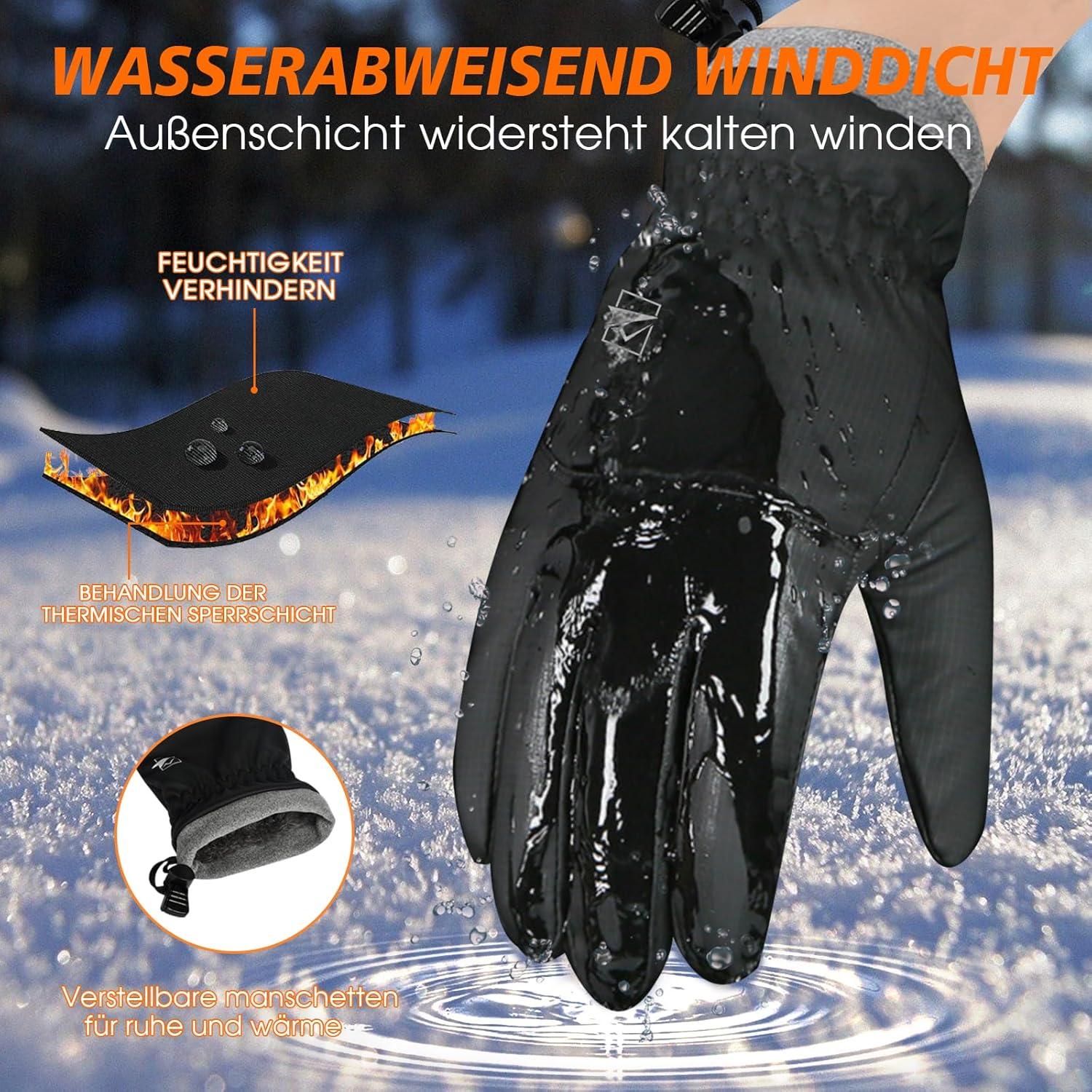 Cevapro Winterhandschuhe wasserdicht Skihandschuhe Touchscreen Herren Damen