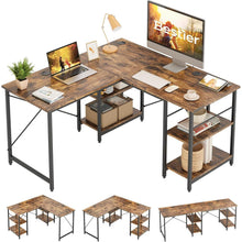 L-förmiger Schreibtisch mit Regalen 220cm Industrieller