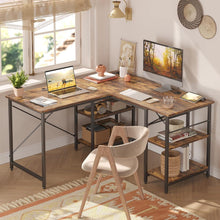 L-förmiger Schreibtisch mit Regalen 220cm Industrieller