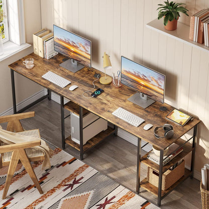 L-förmiger Schreibtisch mit Regalen 220cm Industrieller