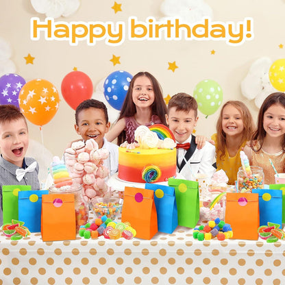 Papiertüten Bunt Geschenktüten Kindergeburtstag 50 Stück mit Aufkleber