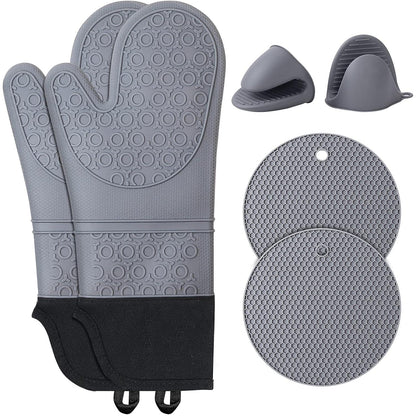 Ofenhandschuh Set Silikon Topflappen Hitzebeständig Anti-Rutsch