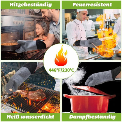 Ofenhandschuhe Silikon Set Hitzebeständig Anti-Rutsch Küche