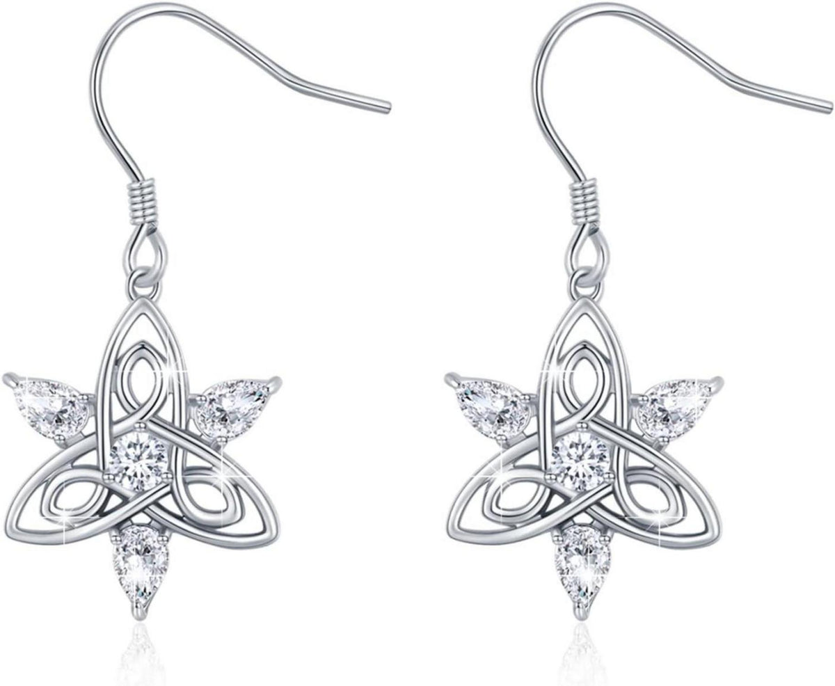 925 Sterling Silber Damen Keltische Mond Ohrringe