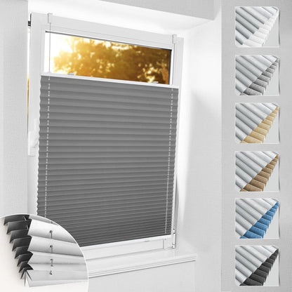 Verdunkelndes Plissee ohne Bohren Grau 45x140 cm Klemmfix Thermo