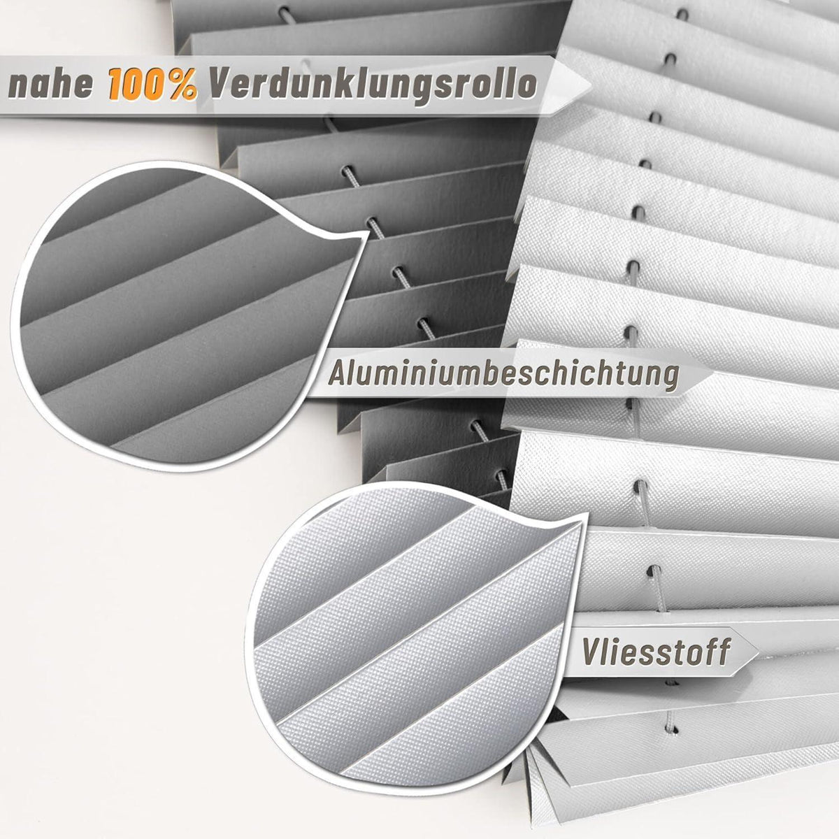 Verdunkelndes Plissee ohne Bohren Grau 45x140 cm Klemmfix Thermo
