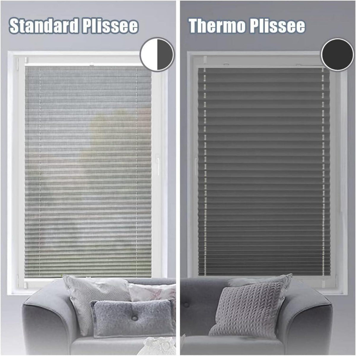 Verdunkelndes Plissee ohne Bohren Grau 45x140 cm Klemmfix Thermo