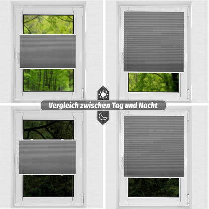 Verdunkelndes Plissee ohne Bohren Grau 45x140 cm Klemmfix Thermo