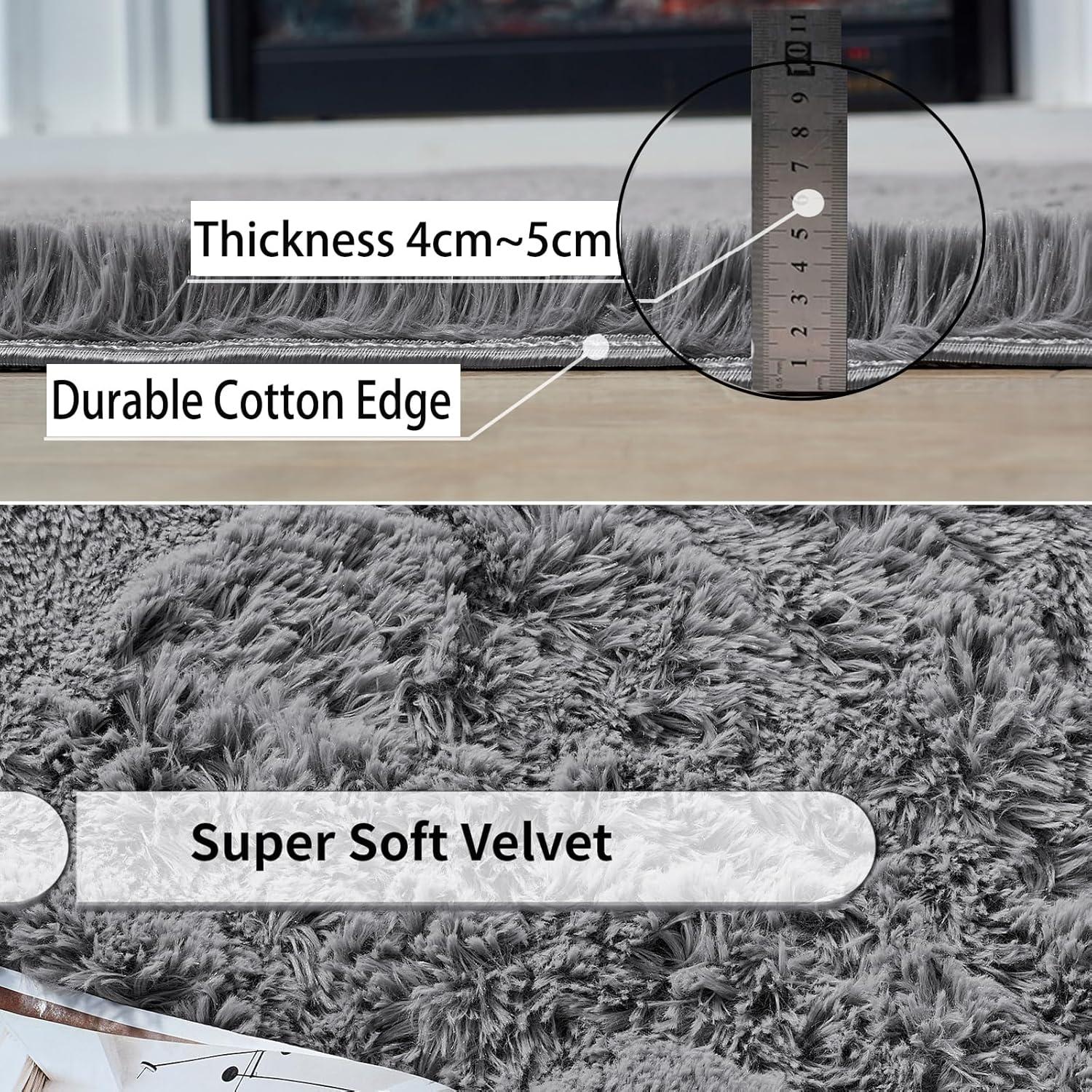 Hochflor Teppich Grau Langflor Schlafzimmer Wohnzimmer