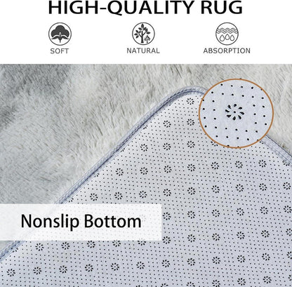 Hochflor-Teppich Longhair Washable Indoor Rug Hellgrau 140×200 cm