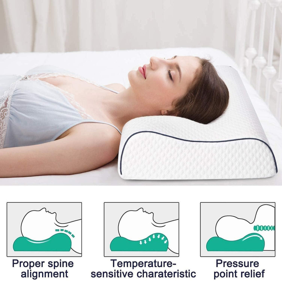 Ergonomisches Memory Foam Nackenstützkissen waschbarer Bezug