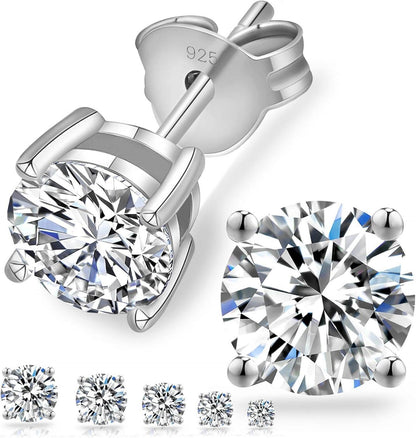 Moissanite Ohrringe 925 Silber Damen VVS1 D 1,00 ct rund