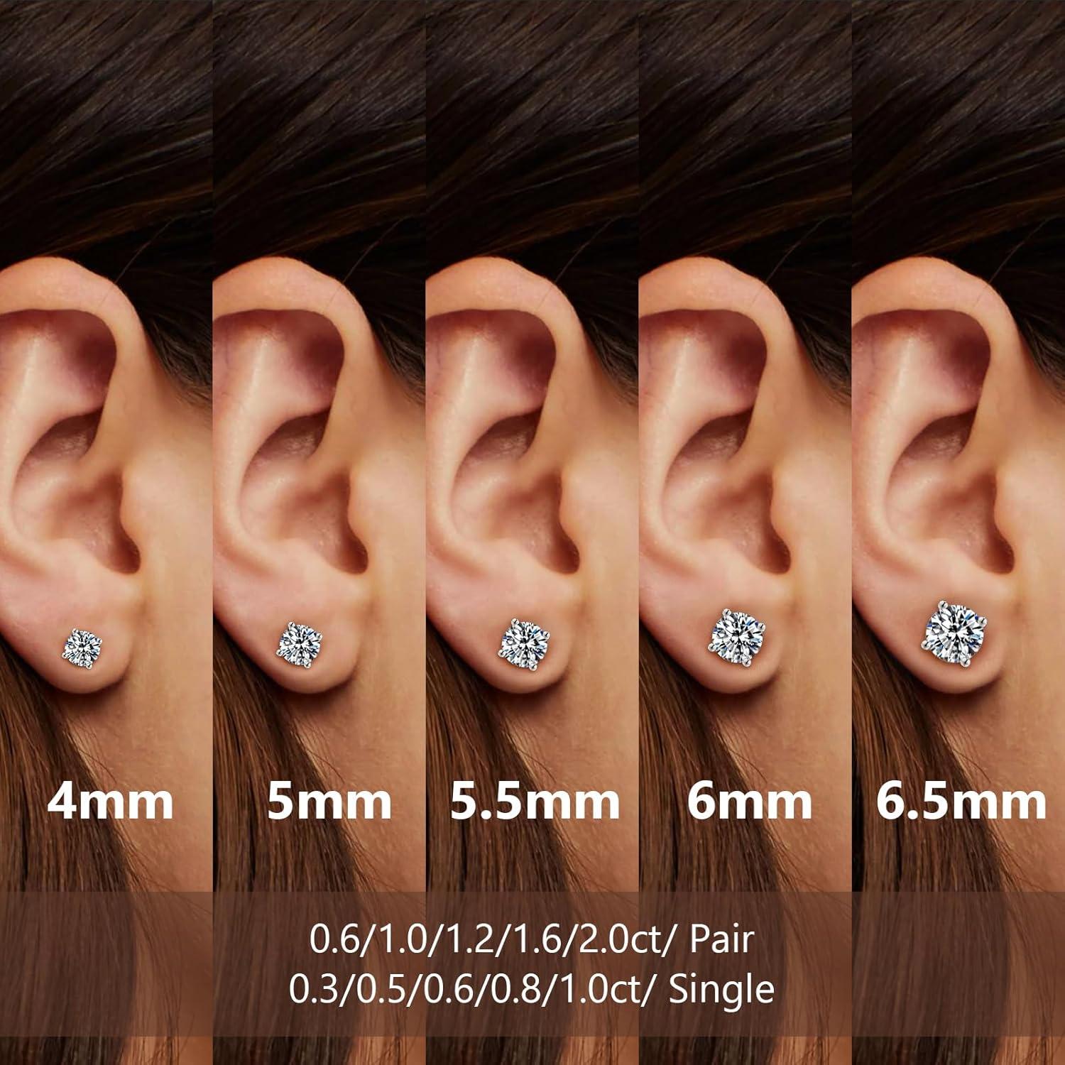 Moissanite Ohrringe 925 Silber Damen VVS1 D 1,00 ct rund