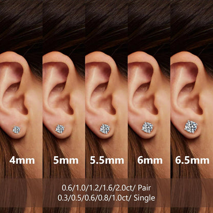 Moissanite Ohrringe 925 Silber Damen VVS1 D 1,00 ct rund