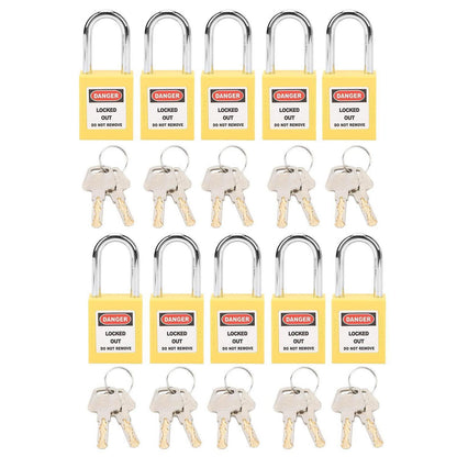 Lockout-Schloss 38mm – 10er Set für Industriesicherheit (Gelb)