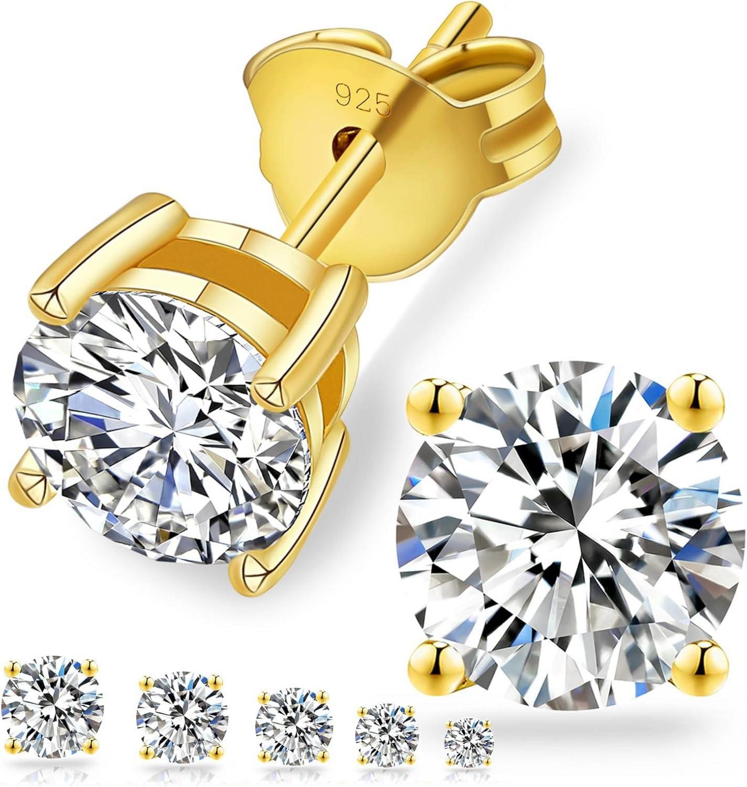 Moissanit Diamant Ohrstecker 925 Silber Damen VVS1 D 14K Gold 6,5mm