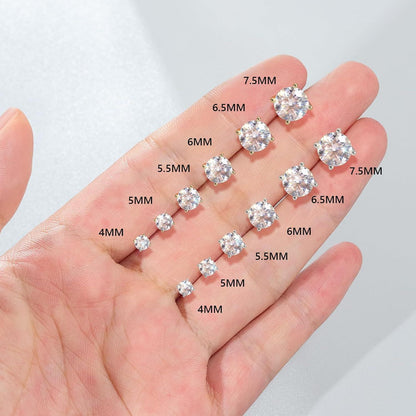 Moissanite Ohrringe Silber 925 Damen Ohrstecker VVS1 D 14K Gold 5,5 mm 1,2 ctw