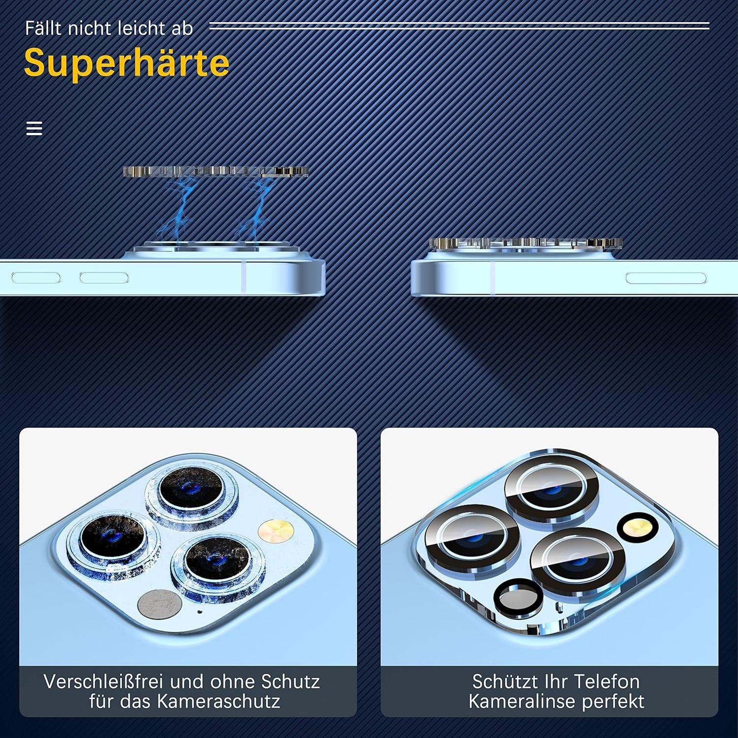 Kameraschutz 3er Pack für iPhone 13 Pro/Pro Max 9H Härte Schutz