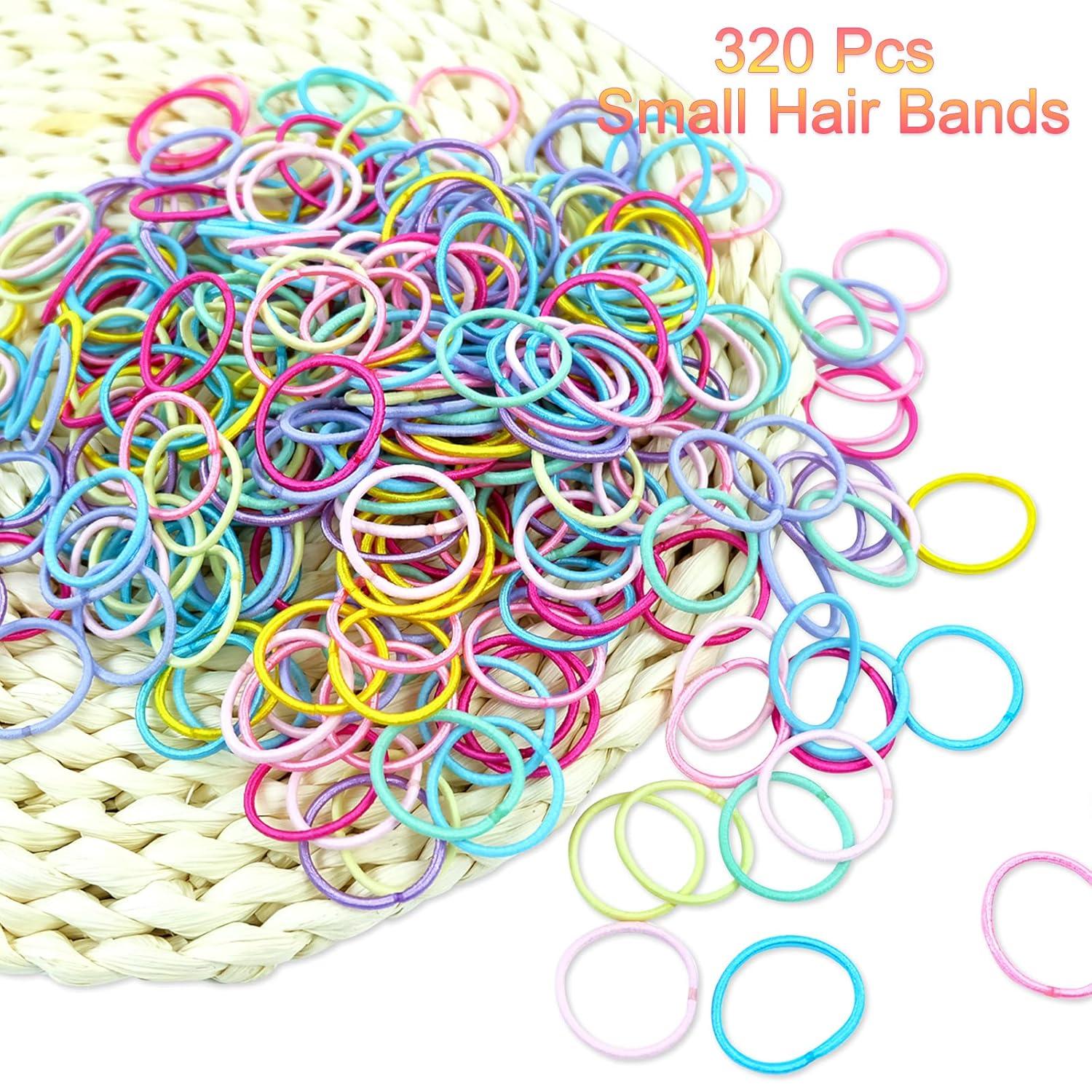 Elastische Haargummis für Mädchen Kinder Baby 320 Teile 10 Farben 2,5 cm Durchmesser 2 mm Dicke