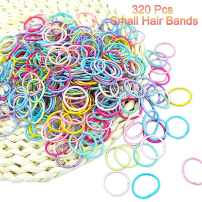 Elastische Haargummis für Mädchen Kinder Baby 320 Teile 10 Farben 2,5 cm Durchmesser 2 mm Dicke