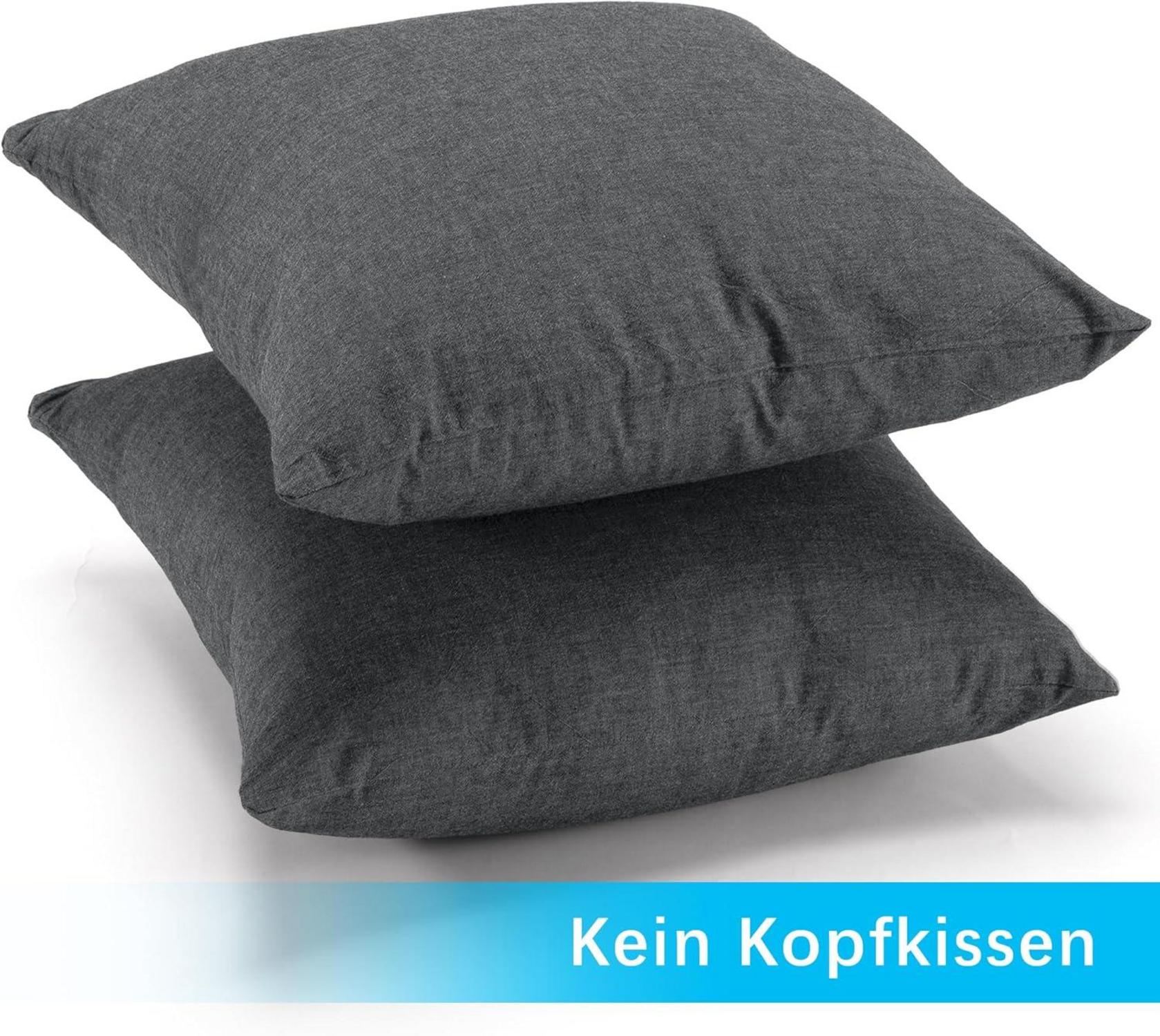2er Set Kissenbezug 40x40cm - 100% Baumwolle Dunkelgrau mit