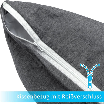 2er Set Kissenbezug 40x40 cm Gewaschene Baumwolle Dunkelgrau