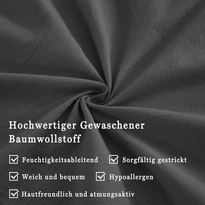 2er Set Kissenbezüge 80x80 cm Dunkelgrau Gewaschene Baumwolle