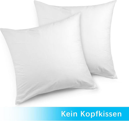 2er Set Kissenbezug 40x40cm 100% Baumwolle Weiß Reißverschluss