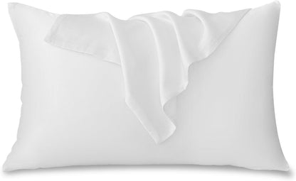 Kissenbezug 2er Set 40x80 cm Weiß Baumwolle Leinen-Optik