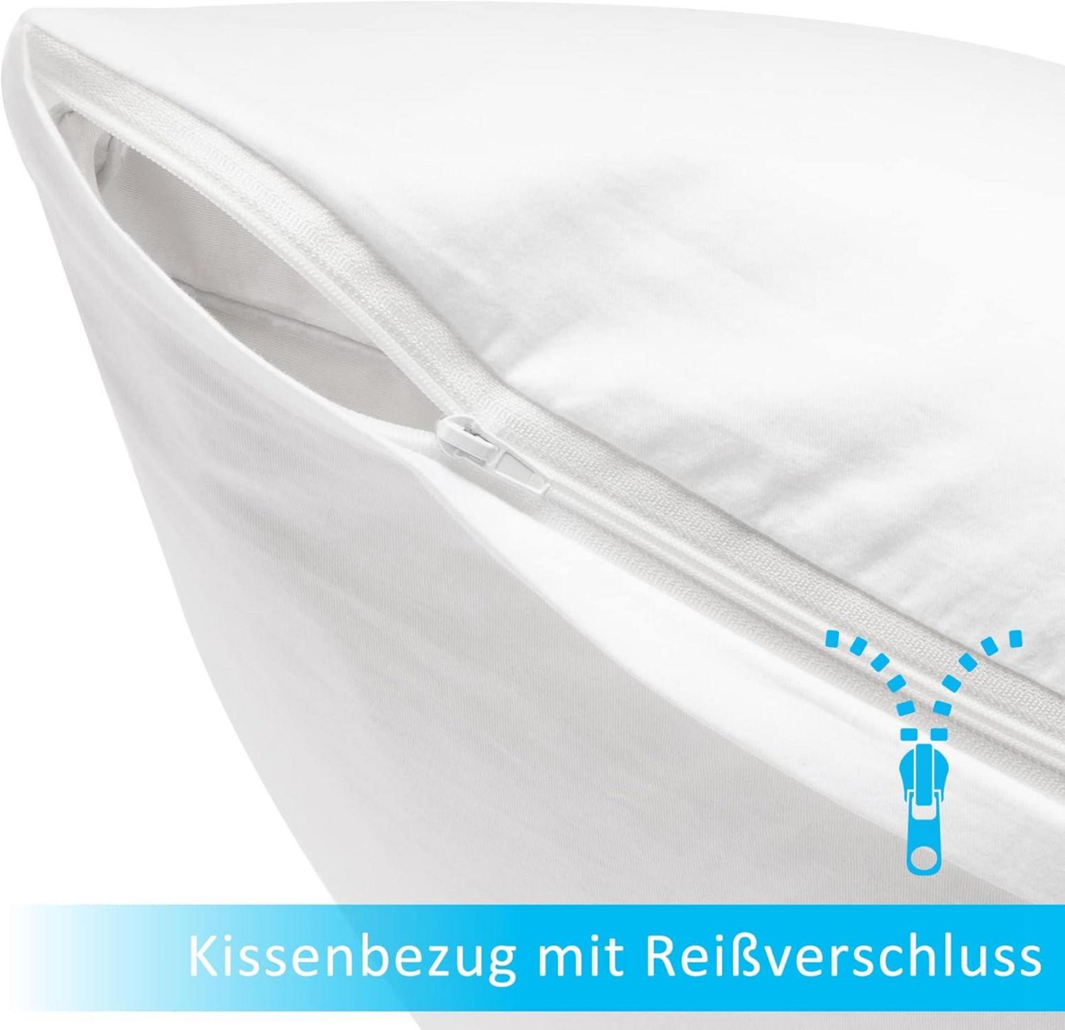 ATsense 2er Set Kissenbezug 40x80 cm Weiß 100% Baumwolle Reißverschluss