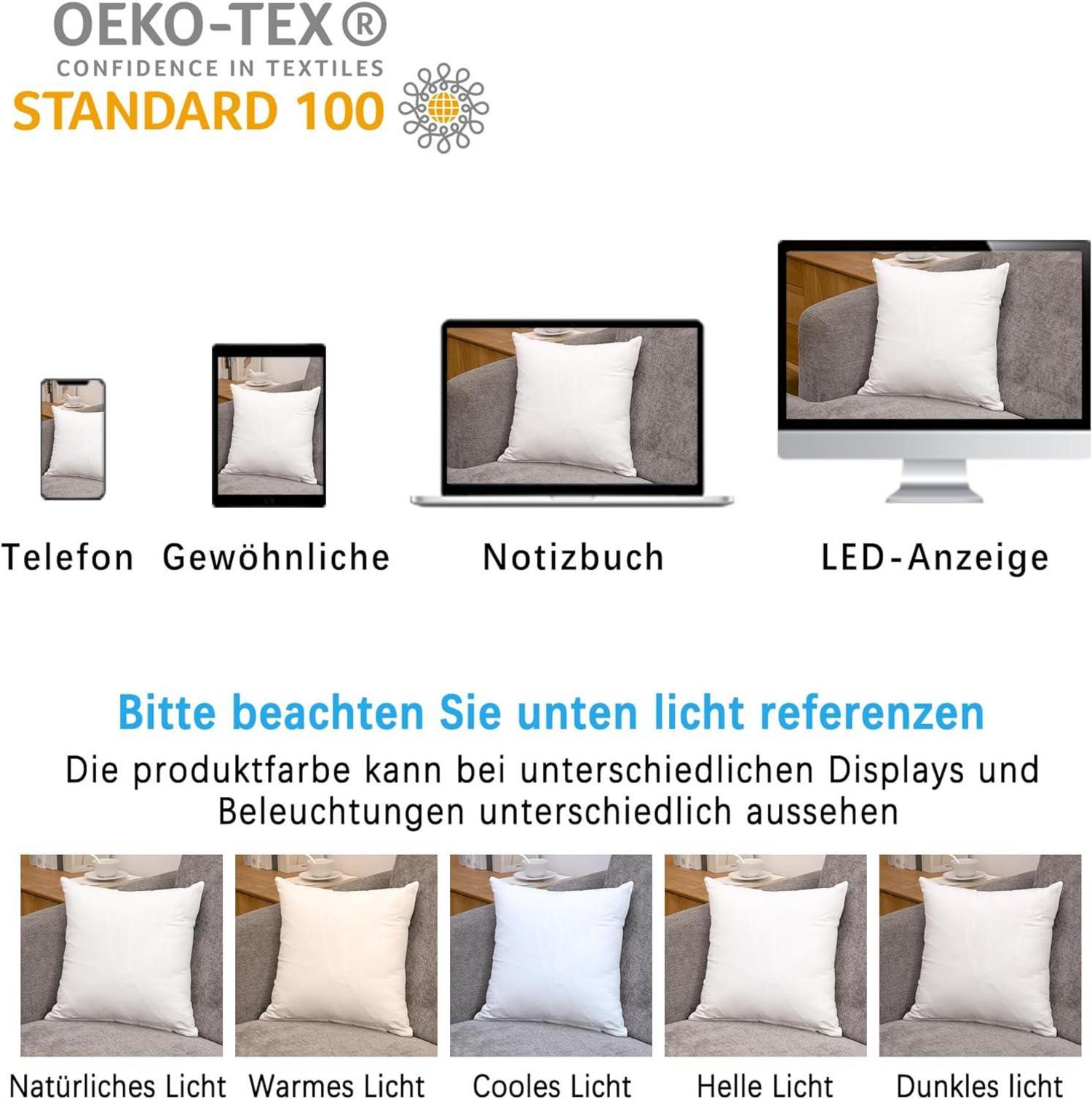 ATsense 2er Set Kissenbezug 40x80 cm Weiß 100% Baumwolle Reißverschluss