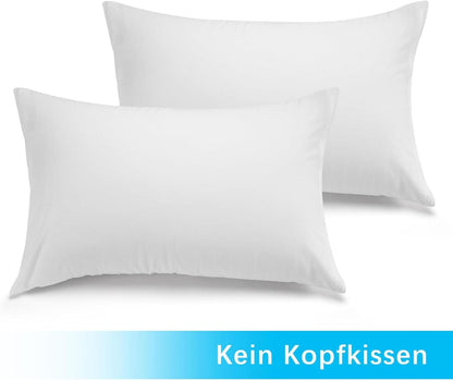 ATsense 2er Set Kissenbezug 40x80 cm 100% Baumwolle Weiß mit Reißverschluss