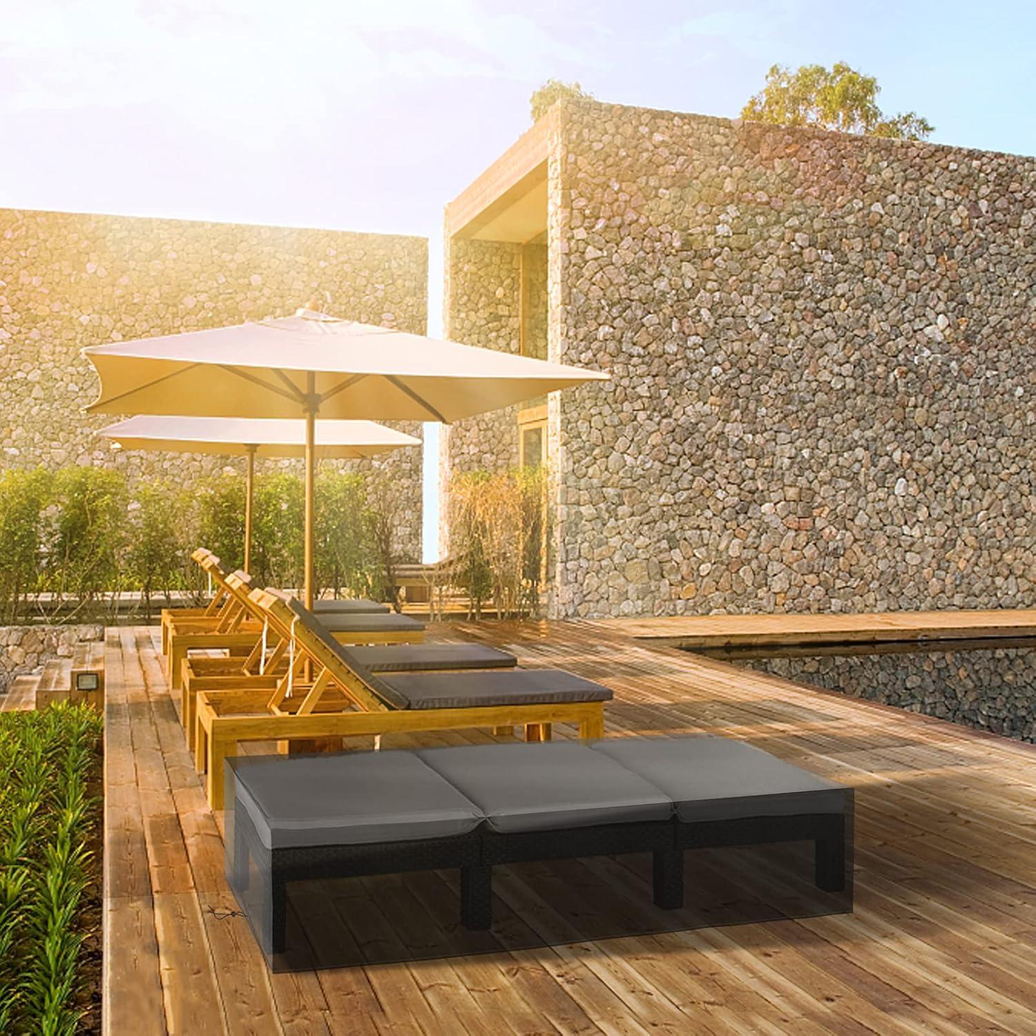Gartenliege Abdeckung Schutzhülle wasserdicht UV-beständig 500D Oxford Schwarz 200x68x30cm