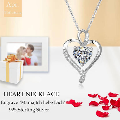 Silber Herz Kette Damen "Ich liebe dich" Gravur