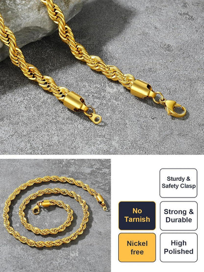 U7 Edelstahl vergoldete 9mm Kordelkette Hip-Hop Gold 46cm