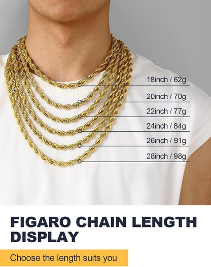 Kordelkette vergoldet 18k Edelstahl 9mm breit Gold 46cm